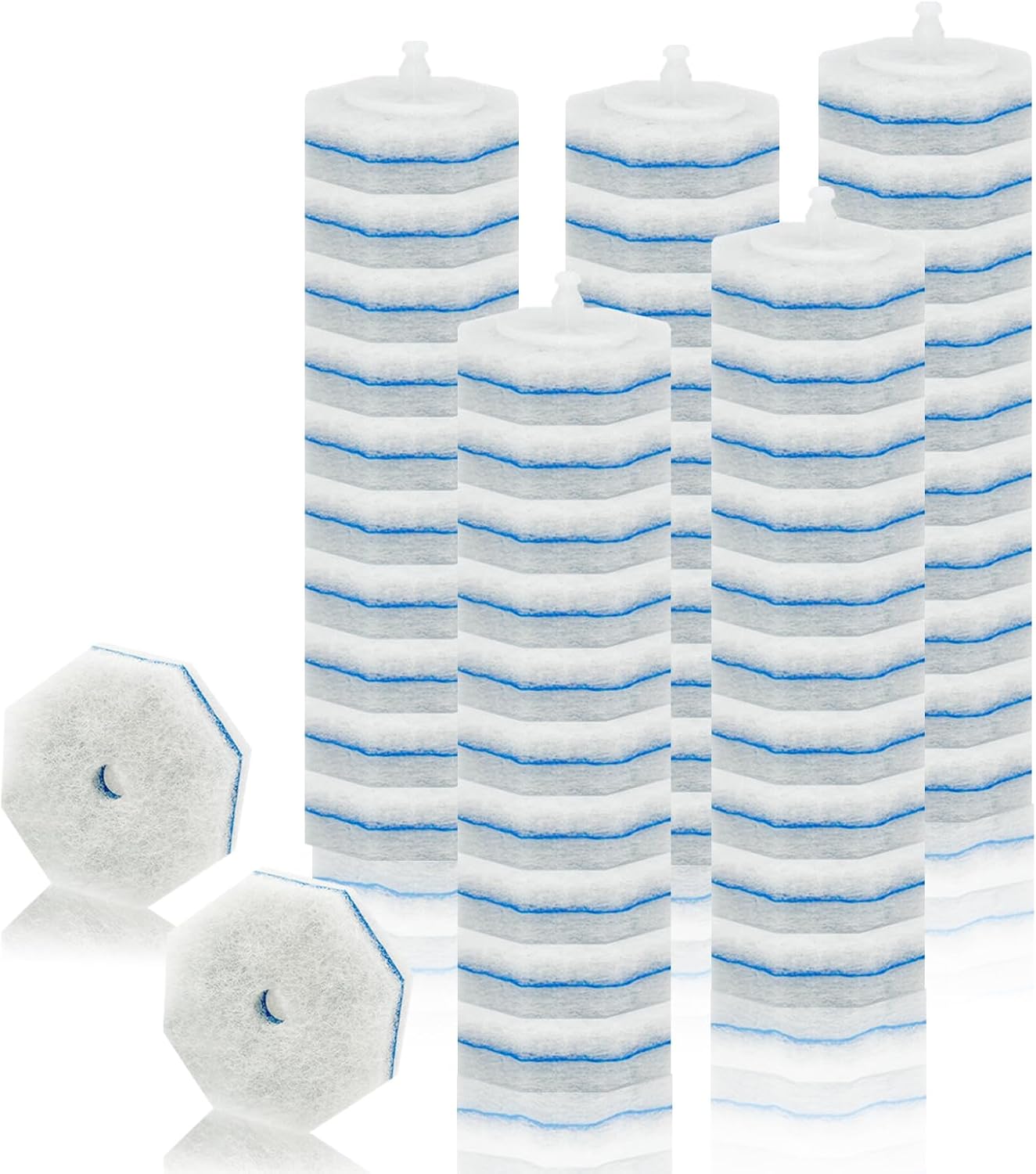 50PC Toilet Bowl Wand Refills. Disposable Toilet Brush Heads. Wall Mounted Scrubber Refill. Cleaner Refill Pads with Most Brushes for and Bathroom Cleaning