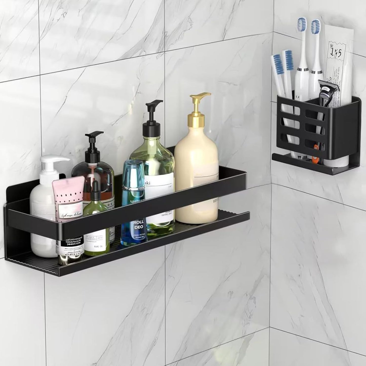 Shower Shelf 3 Pack - Bathroom Shower Shelf Rust-Proof Aluminum Adhesive Installation No Drilling Required. Suitable for Bathroom Storage and Home Decoration