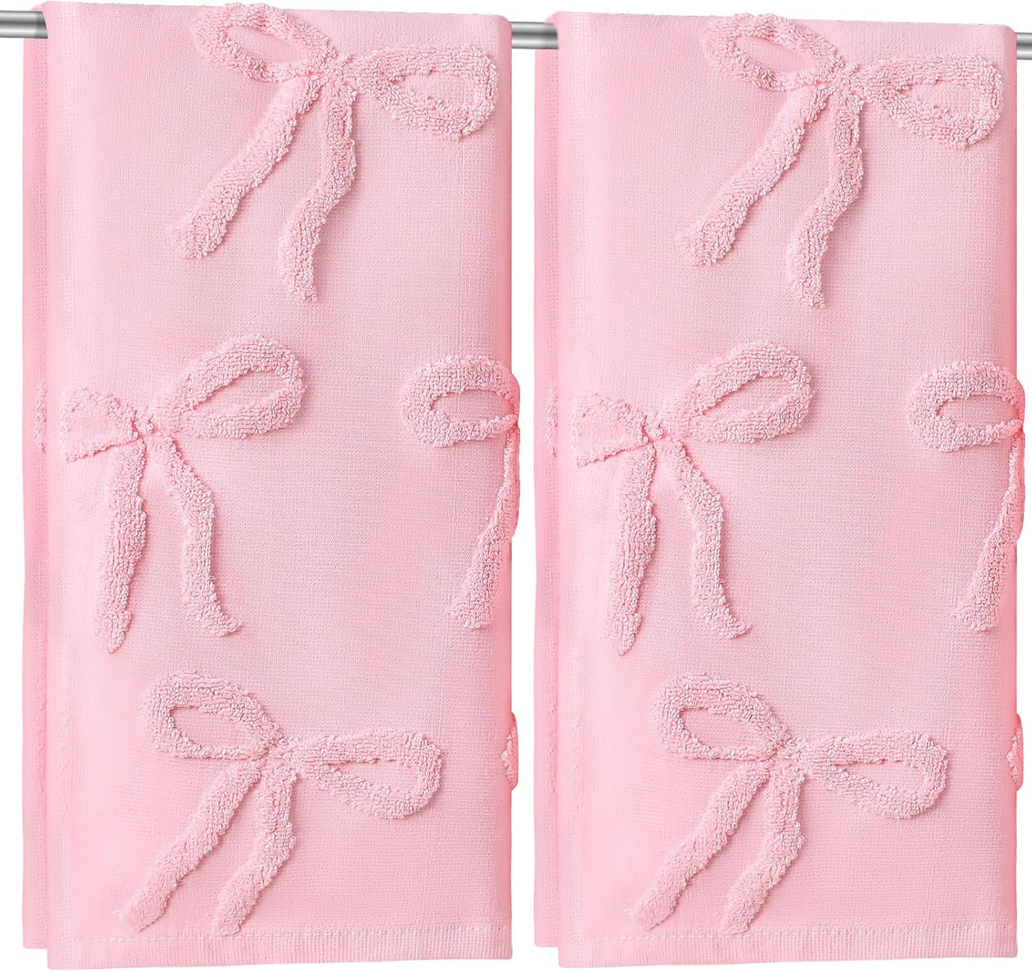 2 Pcs Pink Hand Towels for Bathroom Coquette Bow Hand Towels 100% Cotton Absorbent Decorative Jacquard Weave Bath Decor Preppy Bathroom Decor Gift. 13.7 x 29.5 Inch