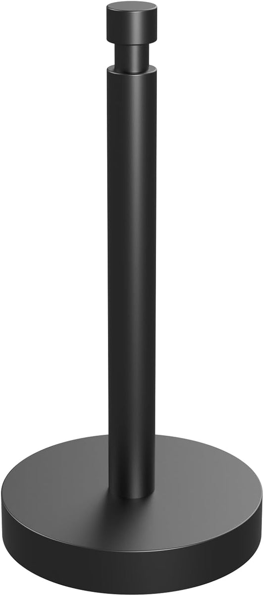 Paper Towel Holder Countertop. Black Paper Towel Holder with Weighted Base Non Slip. Standing Paper Towel Roll Holder for Kitchen Bathroom. Easy One-Handed Operation. Stainles Steel (Black)