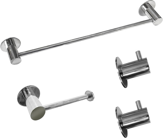 Bathroom Hardware Set - 18 Inch 304 Stainless Steel Towel Racks. Paper Holder. Robe Towel Hooks for Bathroom. Chrome Polished