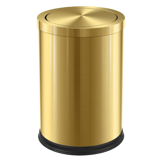 Stainless Steel Gold Trash can with Flipping Lid 2.4gallon Fingerprint-Proof Garbage cans Wastebasket Bin for Kitchen bothroom Living Room (Gold. 2.6 Gallon)