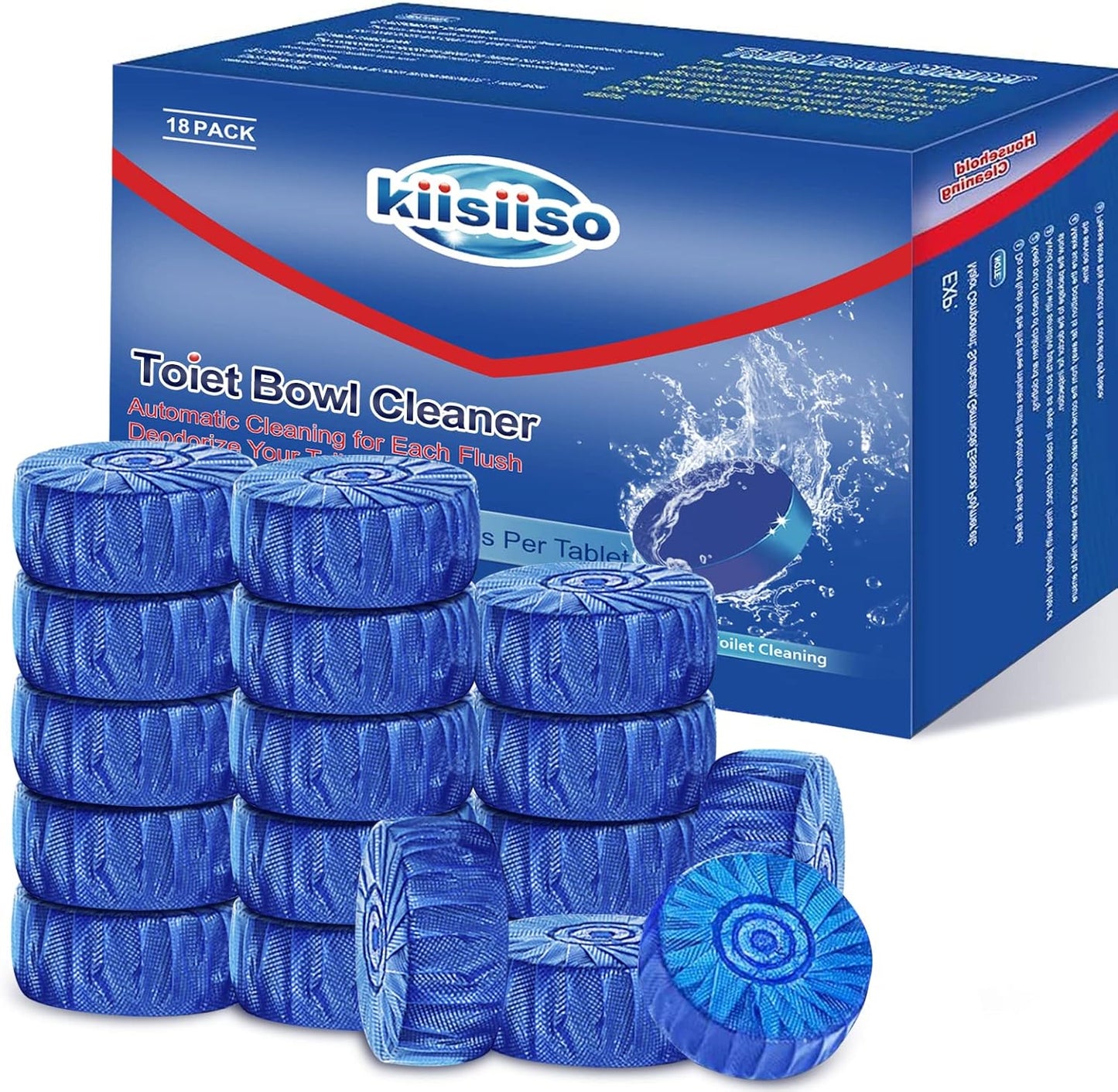 KIISIISO Multipurpose Bathroom Cleaners. 54 Pack Commercial & Household Toilet Bowl Cleaners. Blue Toilet Bowl Tablets Drop in Tank. Janitorial Deodorizers