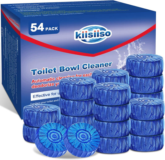 KIISIISO Multipurpose Bathroom Cleaners. 54 Pack Commercial & Household Toilet Bowl Cleaners. Blue Toilet Bowl Tablets Drop in Tank. Janitorial Deodorizers